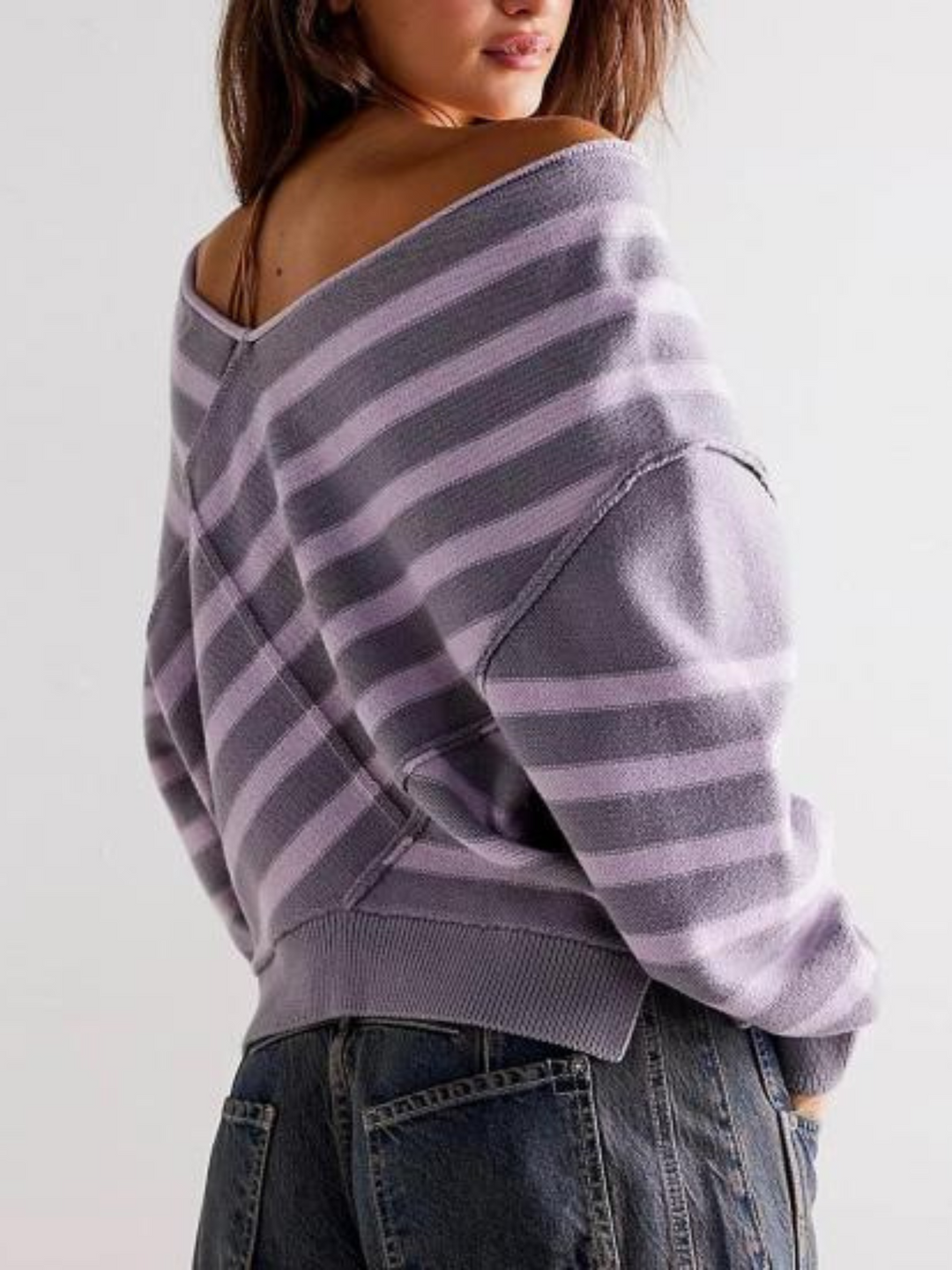 Autumn | Striped Off-Shoulder Sweater for Women