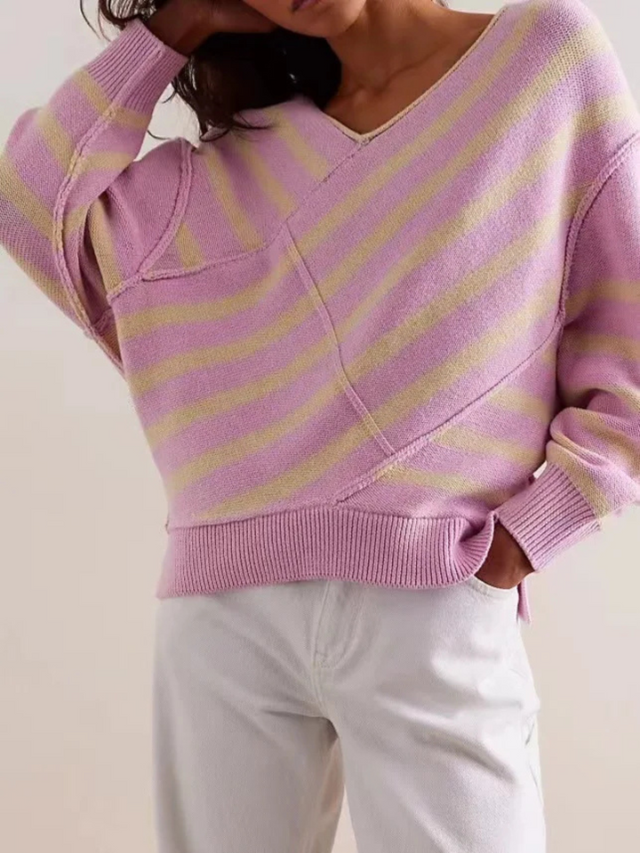 Autumn | Striped Off-Shoulder Sweater for Women