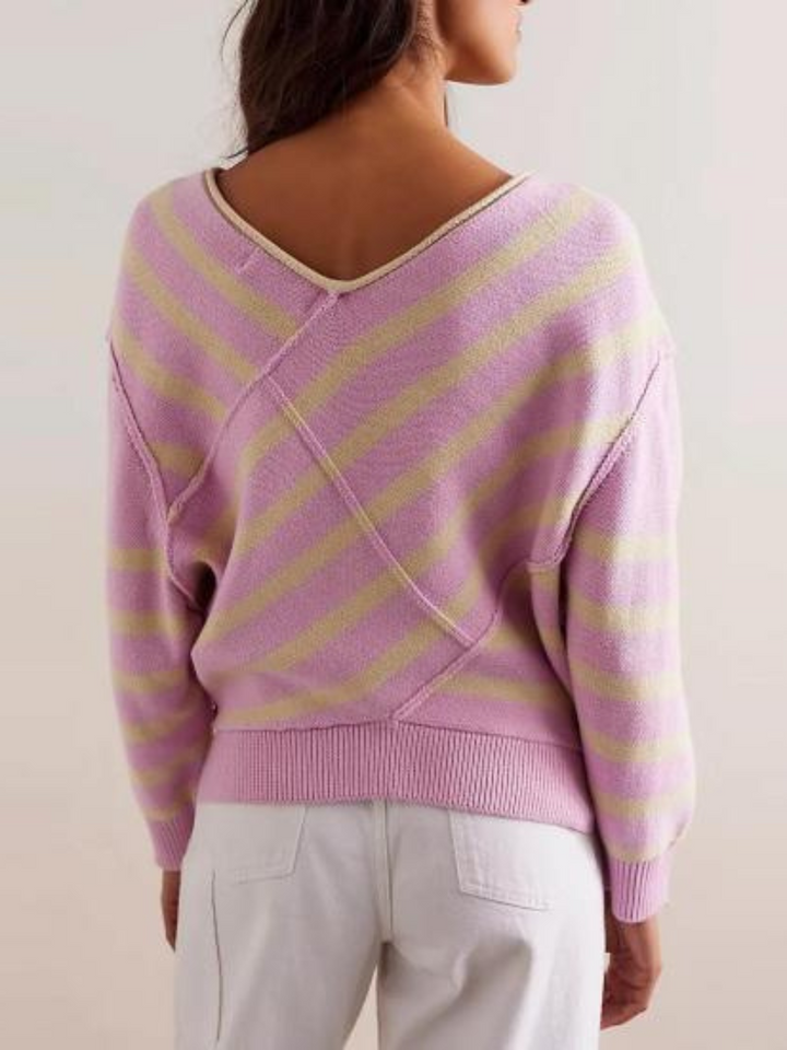 Autumn | Striped Off-Shoulder Sweater for Women