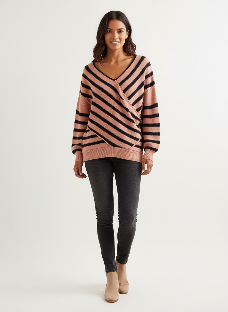 Autumn | Striped Off-Shoulder Sweater for Women