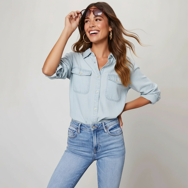 Matilda | Button-Front Denim Shirt for Women