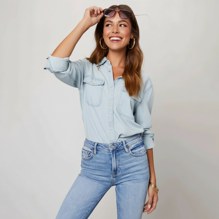 Matilda | Button-Front Denim Shirt for Women