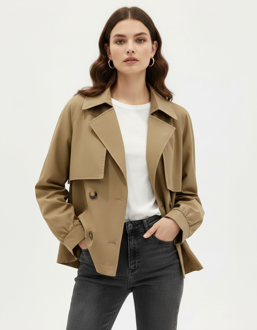 Valentina | Short Double-Breasted Trench Coat for Women