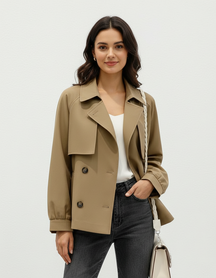 Valentina | Short Double-Breasted Trench Coat for Women