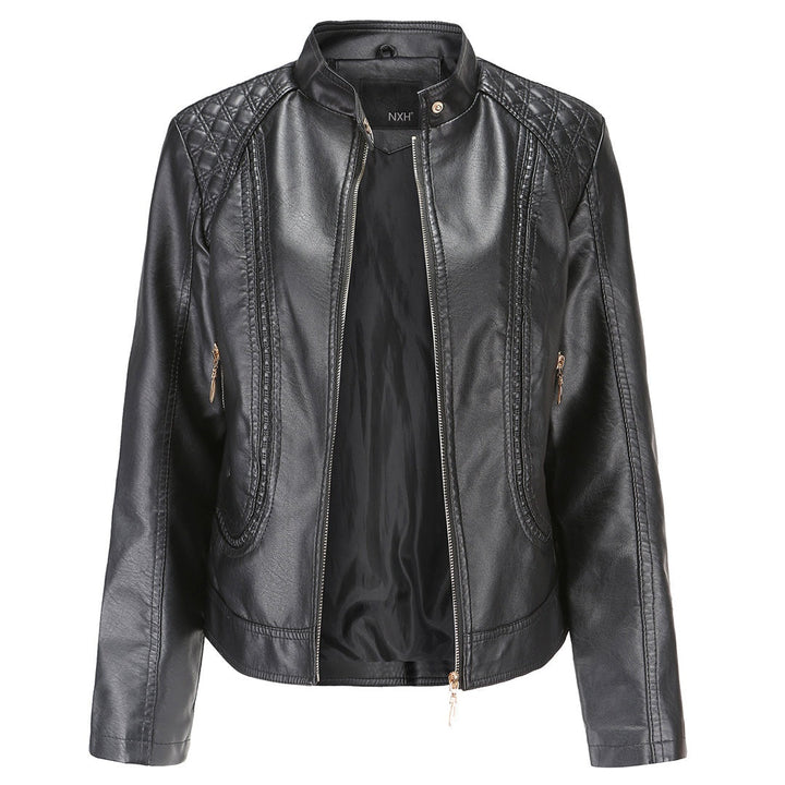 Tabitha | Stand Collar Leather Jacket for Women