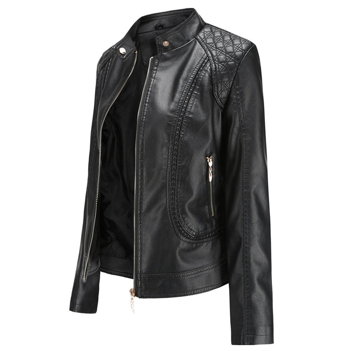 Tabitha | Stand Collar Leather Jacket for Women