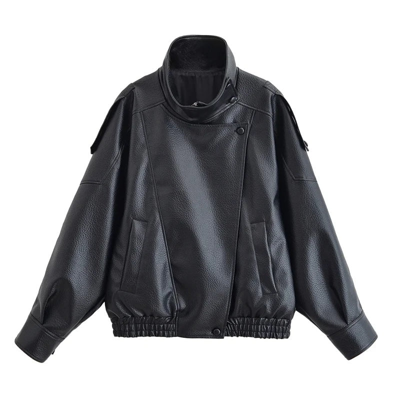 Philippa | Sleek Faux Leather Jacket for Women