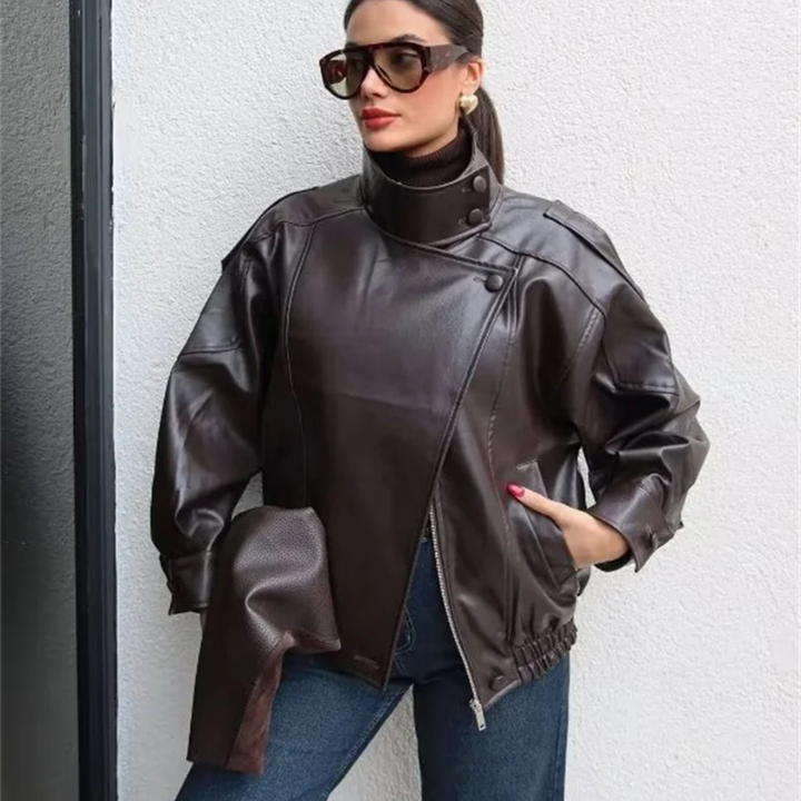 Philippa | Sleek Faux Leather Jacket for Women