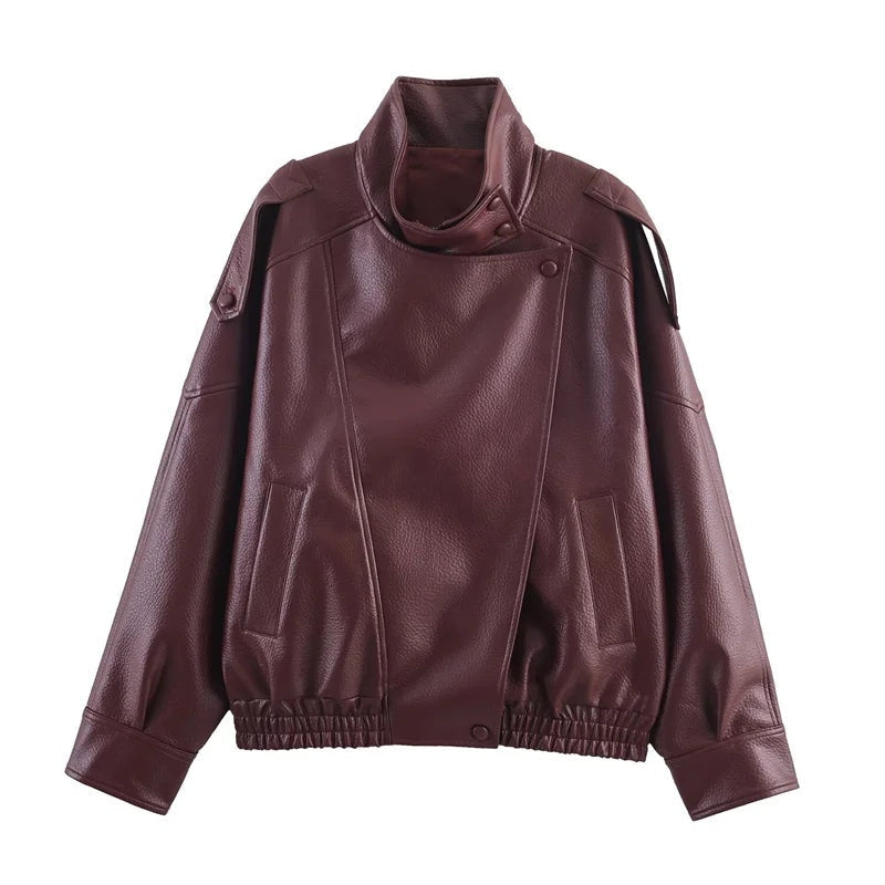 Philippa | Sleek Faux Leather Jacket for Women