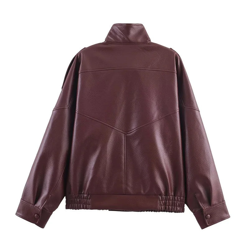 Philippa | Sleek Faux Leather Jacket for Women
