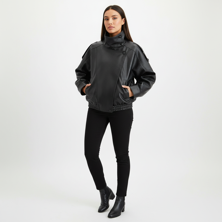 Philippa | Sleek Faux Leather Jacket for Women