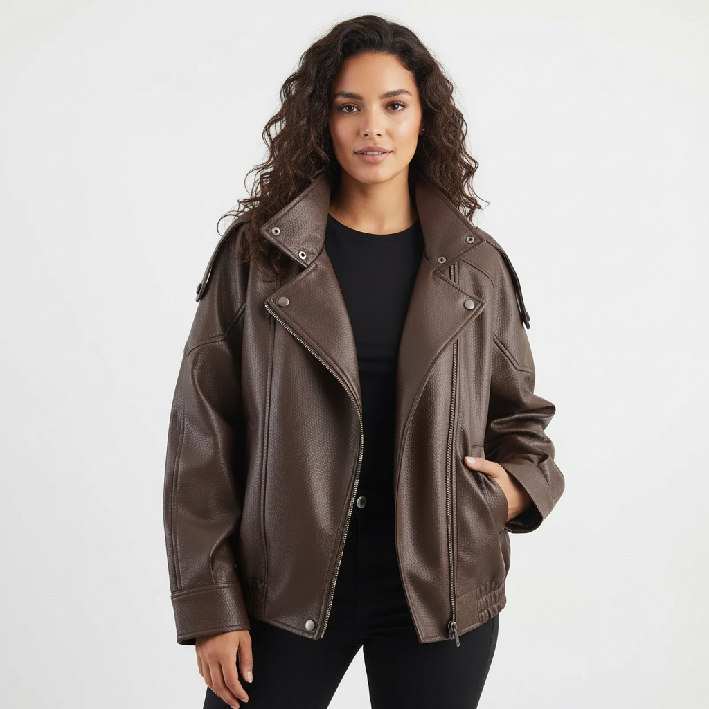 Philippa | Sleek Faux Leather Jacket for Women