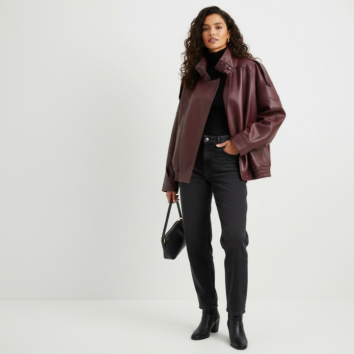 Philippa | Sleek Faux Leather Jacket for Women