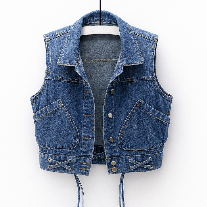 Leah | Button-Front Sleeveless Denim Gilet for Women