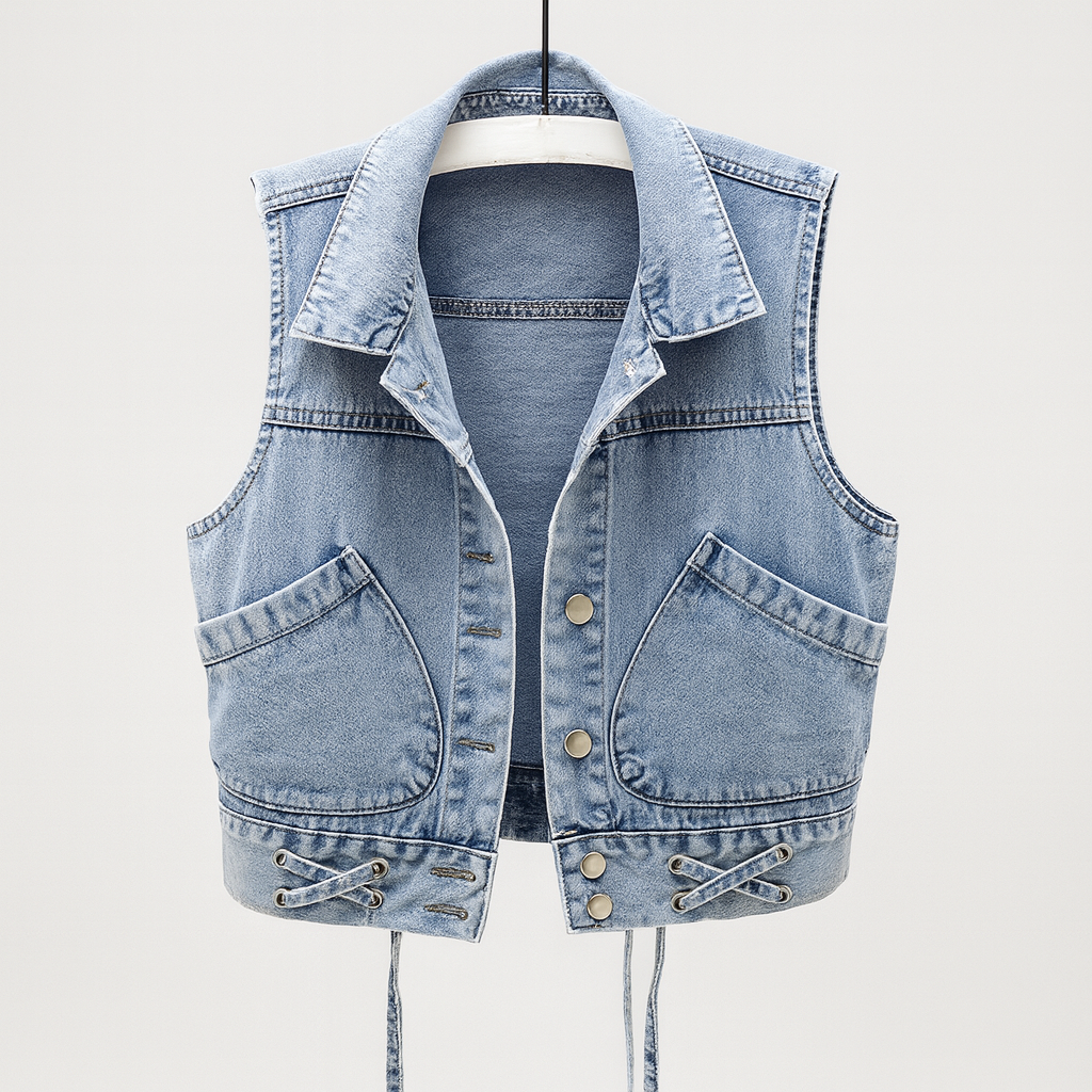 Leah | Button-Front Sleeveless Denim Gilet for Women
