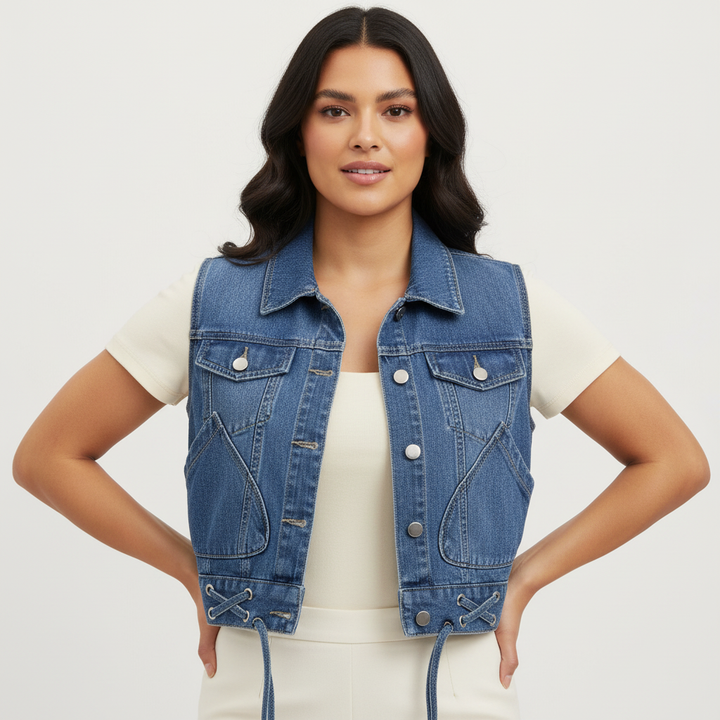Leah | Button-Front Sleeveless Denim Gilet for Women