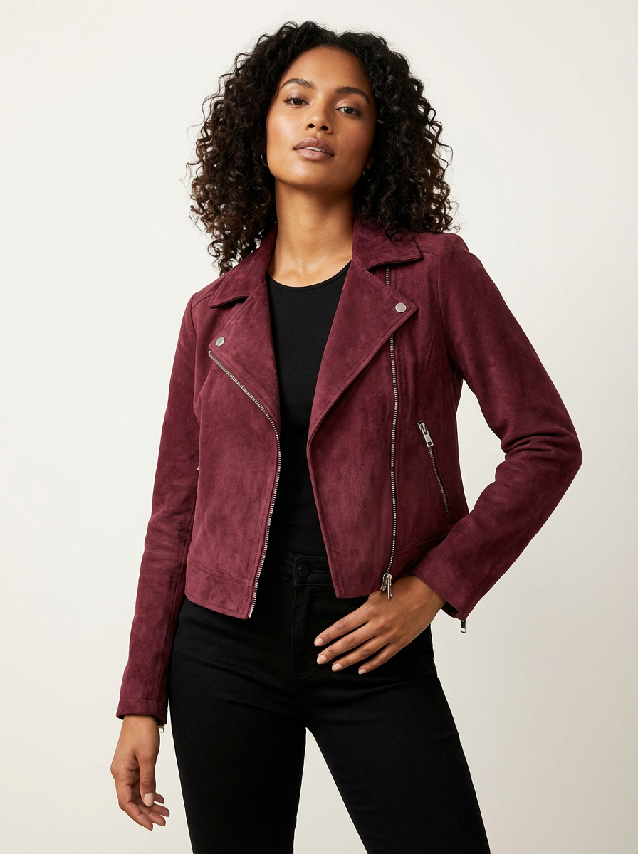 Marion | Asymmetric Suede Moto Jacket for Women