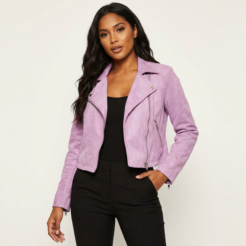 Marion | Asymmetric Suede Moto Jacket for Women