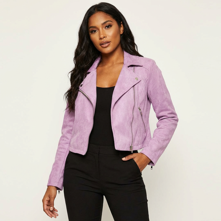 Marion | Asymmetric Suede Moto Jacket for Women