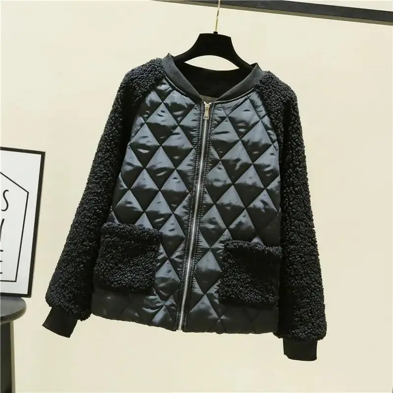 Theodora | Fluffy Cropped Quilted Bomber Jacket for Women