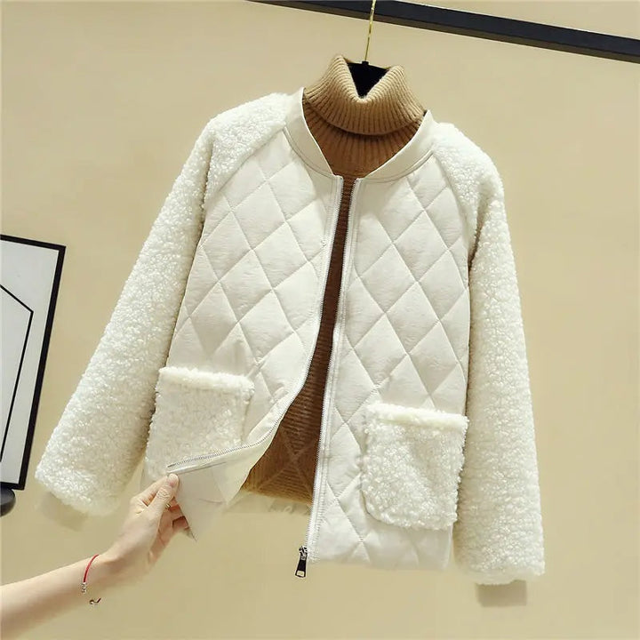 Theodora | Fluffy Cropped Quilted Bomber Jacket for Women