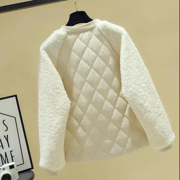 Theodora | Fluffy Cropped Quilted Bomber Jacket for Women