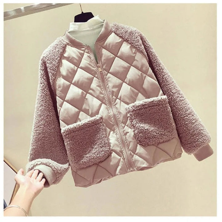 Theodora | Fluffy Cropped Quilted Bomber Jacket for Women