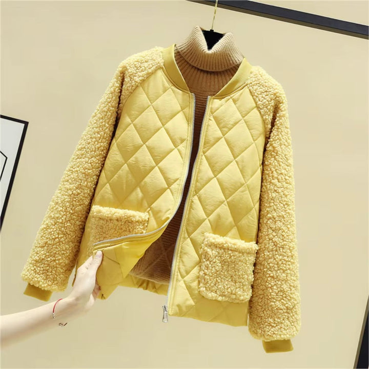 Theodora | Fluffy Cropped Quilted Bomber Jacket for Women