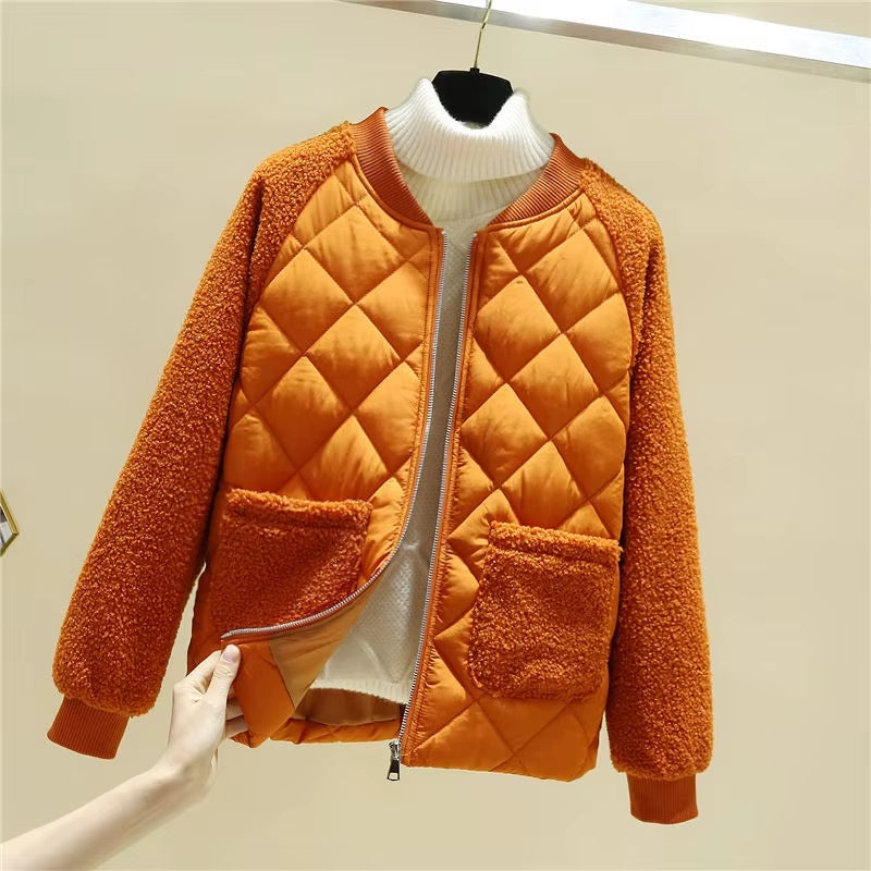 Theodora | Fluffy Cropped Quilted Bomber Jacket for Women