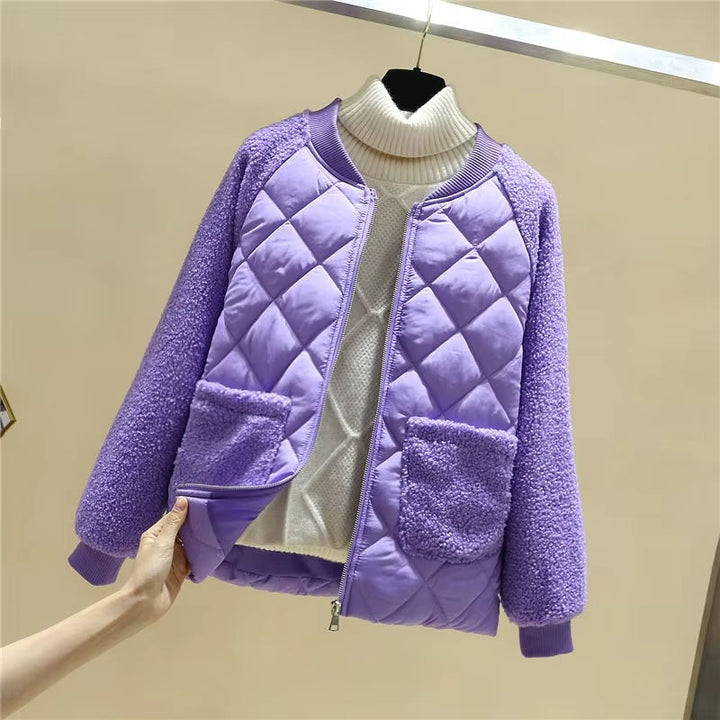 Theodora | Fluffy Cropped Quilted Bomber Jacket for Women