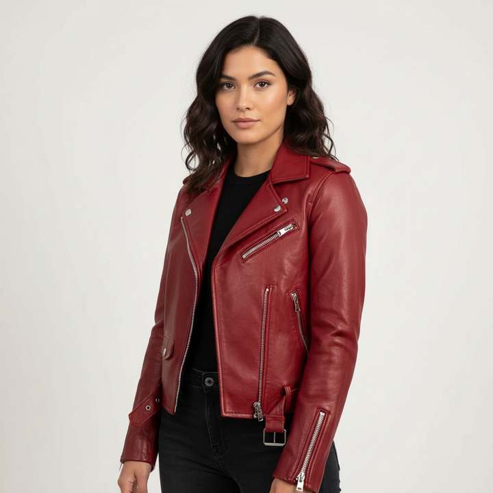 Veronica | Faux Leather Moto Jacket for Women