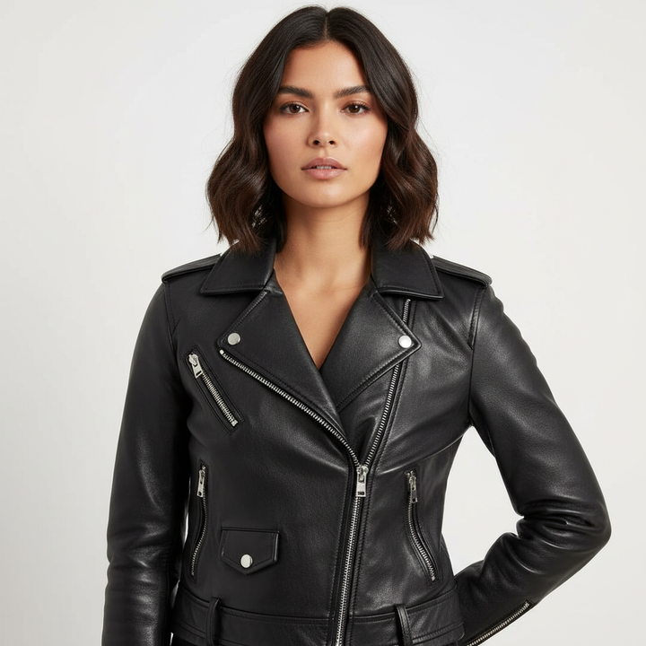 Veronica | Faux Leather Moto Jacket for Women
