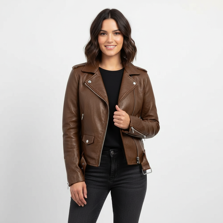 Veronica | Faux Leather Moto Jacket for Women