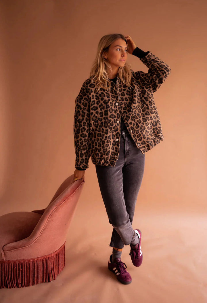 Mia | Leopard Print Bomber Jacket for Women