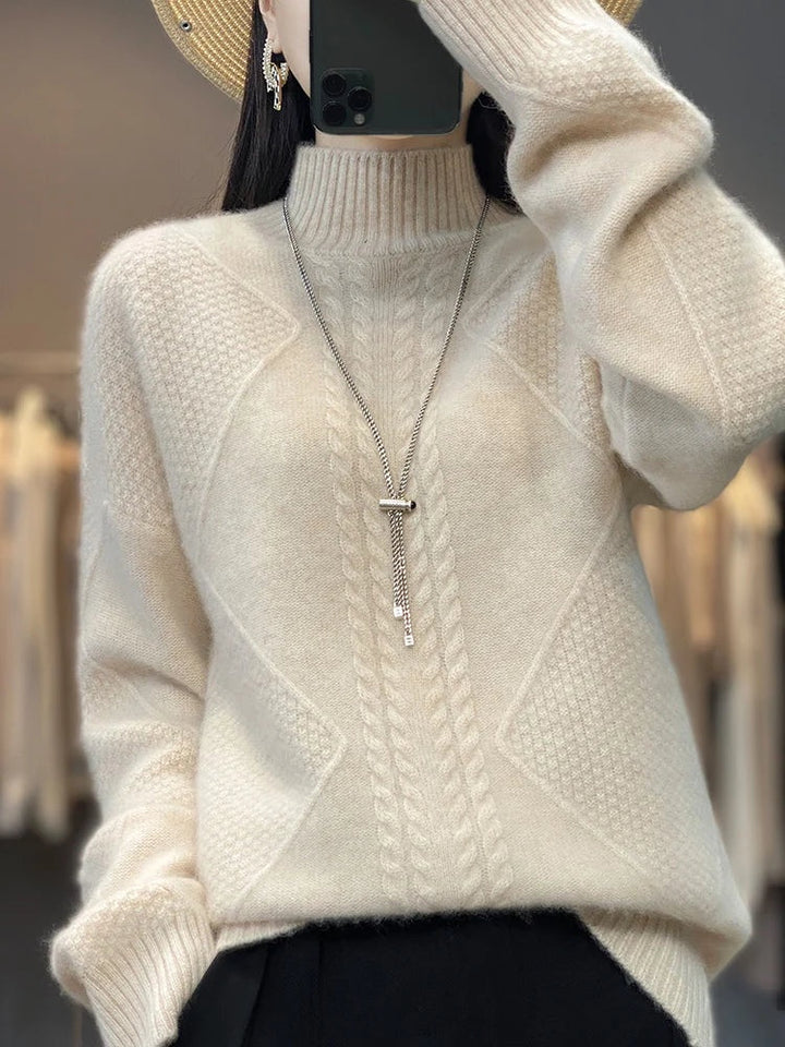 Cassidy | Cable Knit Turtleneck Sweater for Women