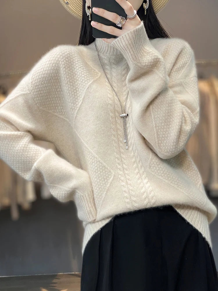 Cassidy | Cable Knit Turtleneck Sweater for Women