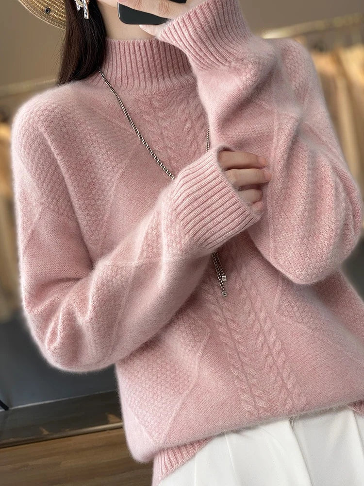 Cassidy | Cable Knit Turtleneck Sweater for Women