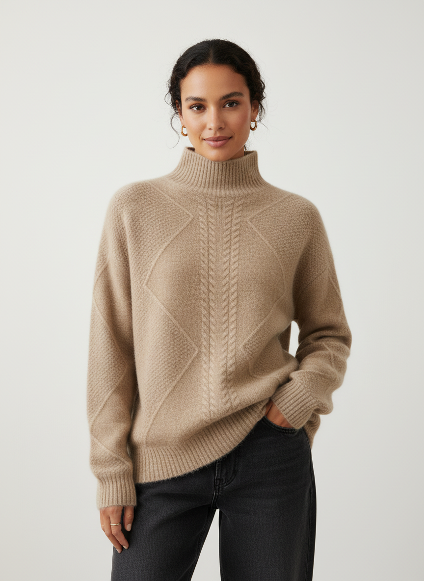 Cassidy | Cable Knit Turtleneck Sweater for Women