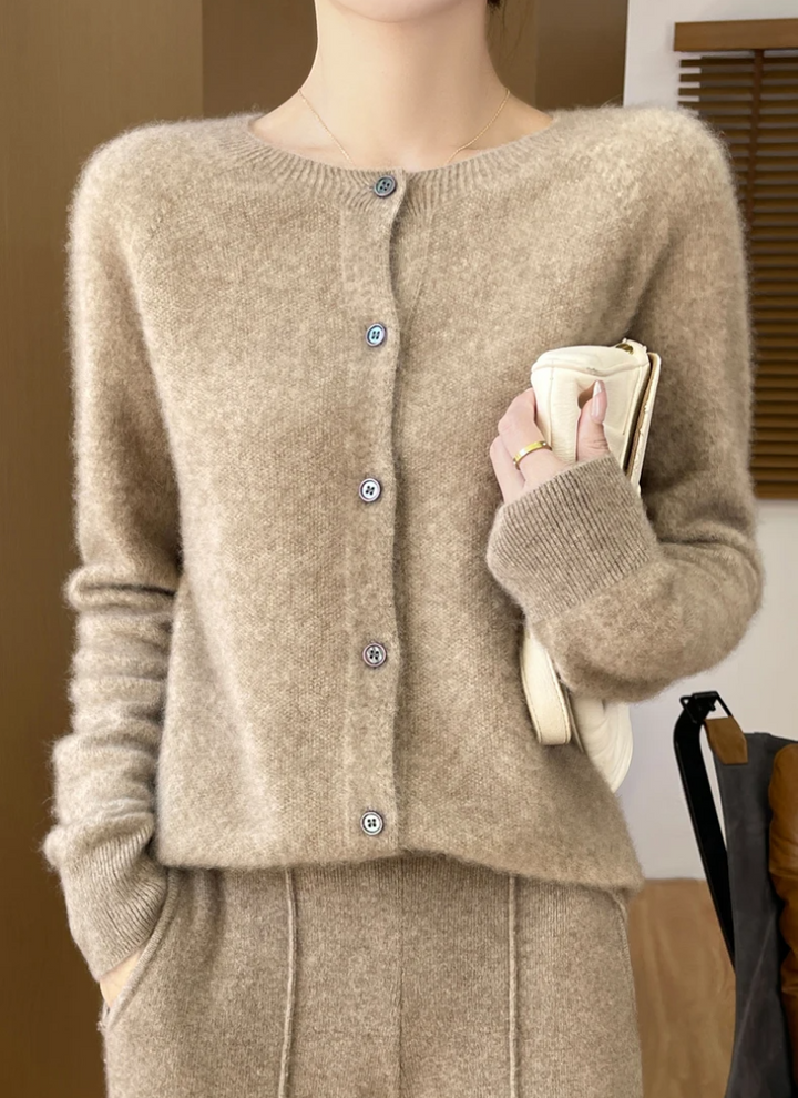Emmeline | Merino Wool Crew Neck Cardigan for Women