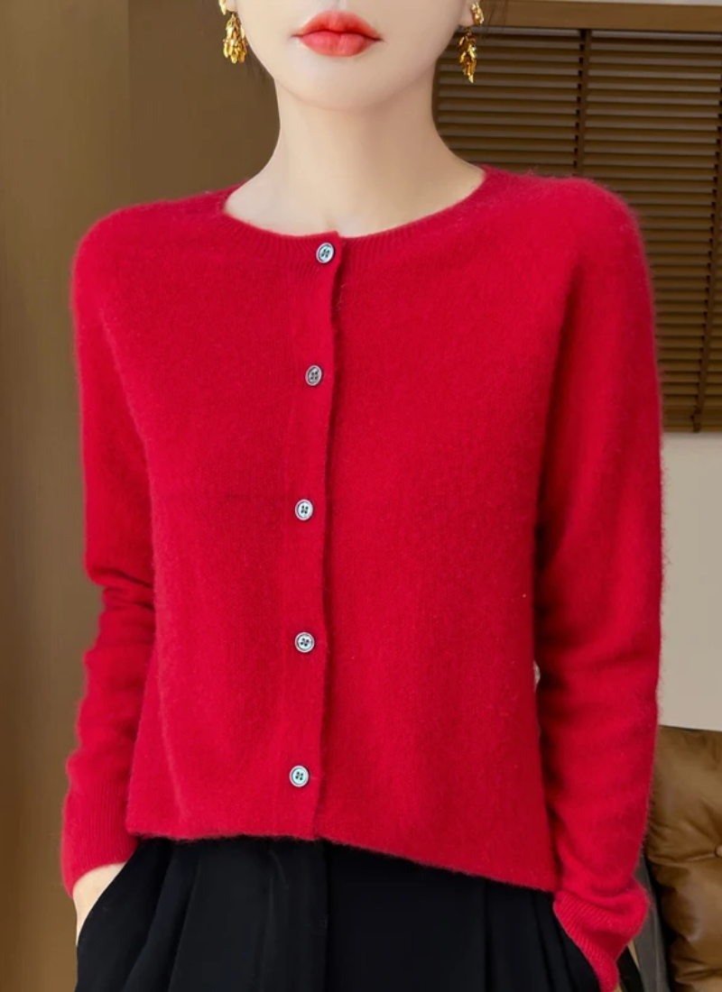 Emmeline | Merino Wool Crew Neck Cardigan for Women
