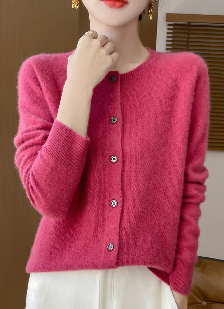 Emmeline | Merino Wool Crew Neck Cardigan for Women