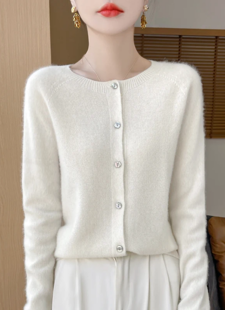 Emmeline | Merino Wool Crew Neck Cardigan for Women