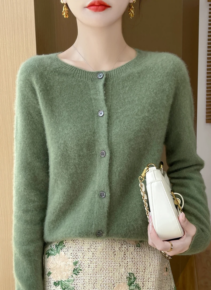 Emmeline | Merino Wool Crew Neck Cardigan for Women