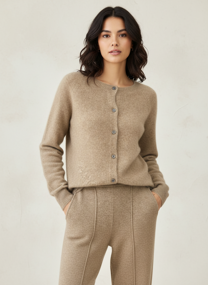 Emmeline | Merino Wool Crew Neck Cardigan for Women