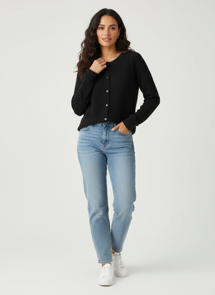 Emmeline | Merino Wool Crew Neck Cardigan for Women