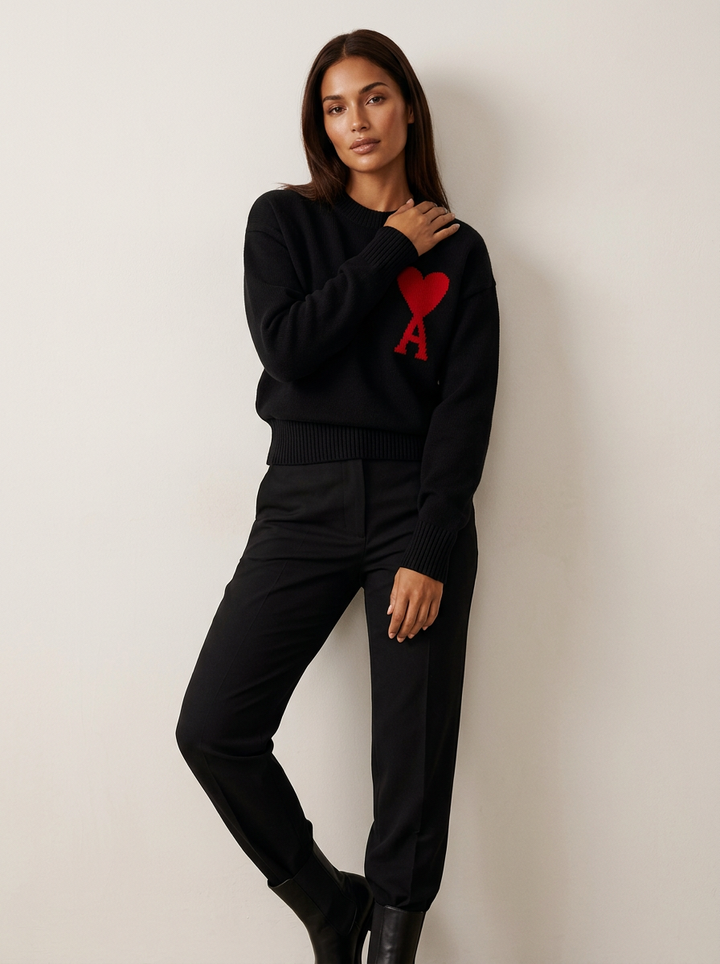 Nova | Heart Print Sweater for Women
