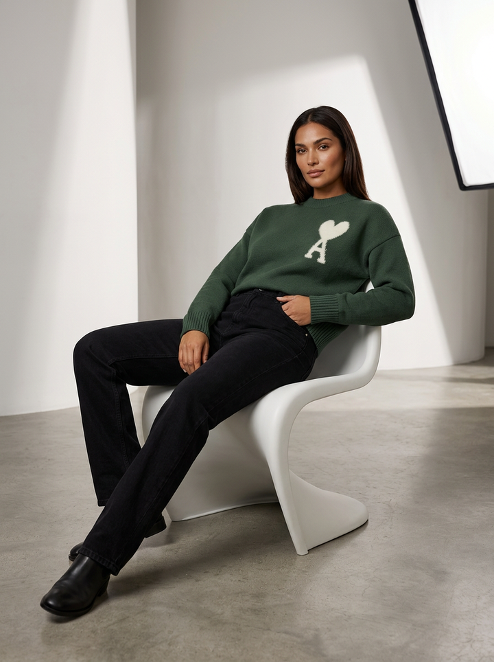 Nova | Heart Print Sweater for Women