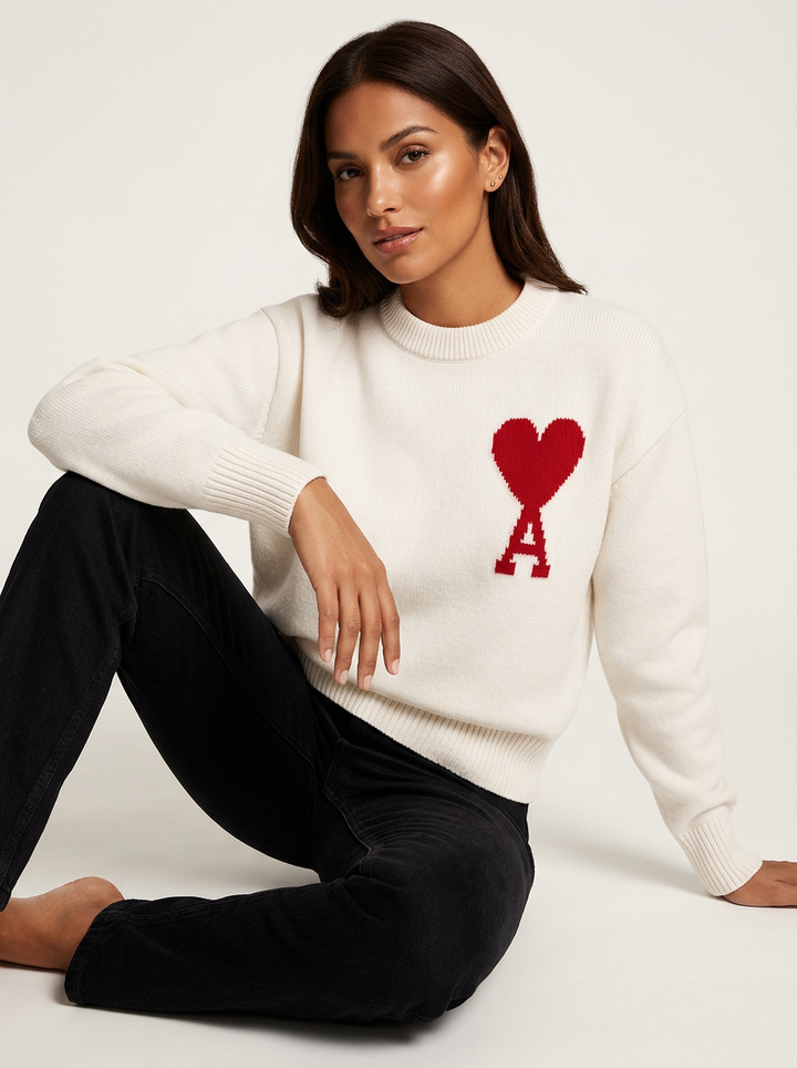 Nova | Heart Print Sweater for Women