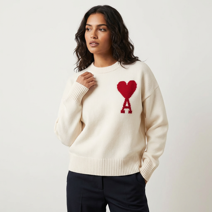 Nova | Heart Print Sweater for Women