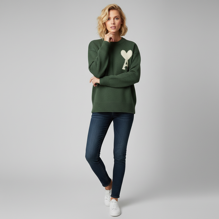 Nova | Heart Print Sweater for Women